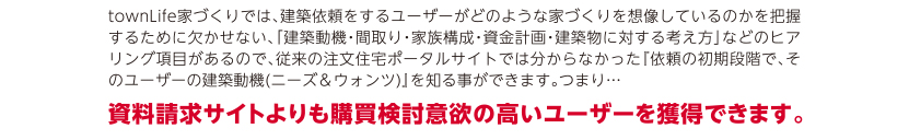 資料請求サイトよりも購買検討意欲の高いユーザーを獲得できます