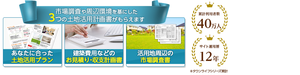 複数の優良土地活用企業から3つの土地活用計画書がもらえます