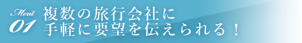 メリット1複数の旅行会社に手軽に要望を伝えられる！