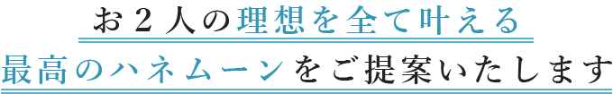 あなたの理想を全て叶える最高のハネムーンをご提案いたします。